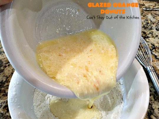 Glazed Orange Donuts | Can't Stay Out of the Kitchen | these fabulous #donuts are filled with #orange juice and orange zest. They're absolutely mouthwatering & perfect for a weekend #breakfast for company or family. #HolidayBreakfast #BakedOrangeDonuts 