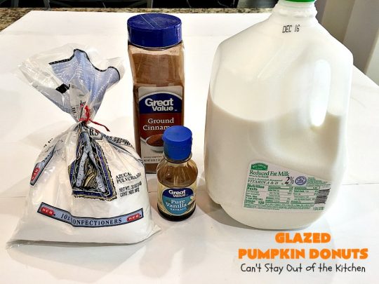 Glazed Pumpkin Donuts | Can't Stay Out of the Kitchen | These #donuts will knock your socks off! They're filled with #pumpkin & pumpkin pie spice. Then they're glazed with vanilla icing & sprinkled with #cinnamon. Terrific for #fall & winter #baking, #holidays & company. #PumpkinDonuts #Breakfast #HolidayBreakfast #NewYearsDay #NewYearsDayBreakfast