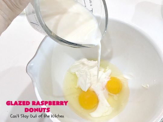 Glazed Raspberry Donuts | Can't Stay Out of the Kitchen | these heavenly #donuts are filled with fresh #Raspberries & both #vanilla & #almond extracts. The icing also includes both extracts. They will have you salivating from the first bite. Terrific for #ValentinesDayBreakfast. #Breakfast #Holiday #Raspberry #HolidayBreakfast #RaspberryDonuts #brunch #Christmas #HolidayBrunch #ChristmasBreakfast #FourthofJulyBreakfast