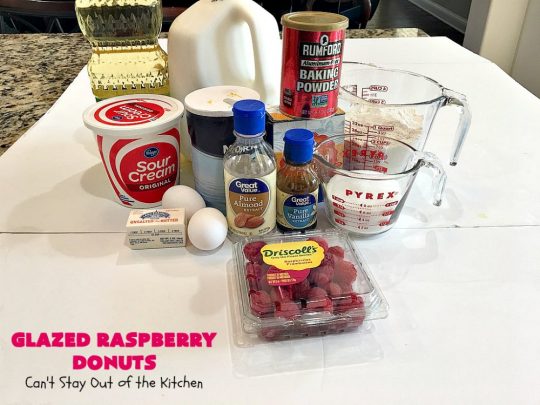 Glazed Raspberry Donuts | Can't Stay Out of the Kitchen | these heavenly #donuts are filled with fresh #Raspberries & both #vanilla & #almond extracts. The icing also includes both extracts. They will have you salivating from the first bite. Terrific for #ValentinesDayBreakfast. #Breakfast #Holiday #Raspberry #HolidayBreakfast #RaspberryDonuts #brunch #Christmas #HolidayBrunch #ChristmasBreakfast #FourthofJulyBreakfast