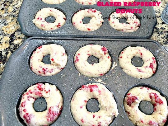 Glazed Raspberry Donuts | Can't Stay Out of the Kitchen | these heavenly #donuts are filled with fresh #Raspberries & both #vanilla & #almond extracts. The icing also includes both extracts. They will have you salivating from the first bite. Terrific for #ValentinesDayBreakfast. #Breakfast #Holiday #Raspberry #HolidayBreakfast #RaspberryDonuts #brunch #Christmas #HolidayBrunch #ChristmasBreakfast #FourthofJulyBreakfast