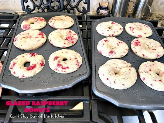 Glazed Raspberry Donuts | Can't Stay Out of the Kitchen | these heavenly #donuts are filled with fresh #Raspberries & both #vanilla & #almond extracts. The icing also includes both extracts. They will have you salivating from the first bite. Terrific for #ValentinesDayBreakfast. #Breakfast #Holiday #Raspberry #HolidayBreakfast #RaspberryDonuts #brunch #Christmas #HolidayBrunch #ChristmasBreakfast #FourthofJulyBreakfast