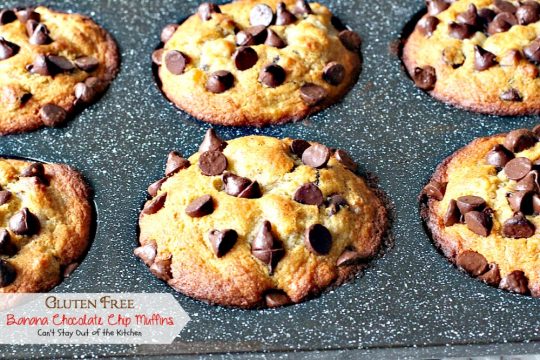 Gluten Free Banana Chocolate Chip Muffins | Can't Stay Out of the Kitchen | wow your company with these sensational #muffins for your next #holiday #breakfast. This #glutenfree version of a family favorite is amazing. #chocolate #bananas