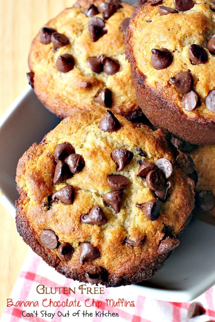 Gluten Free Banana Chocolate Chip Muffins | Can't Stay Out of the Kitchen | wow your company with these sensational #muffins for your next #holiday #breakfast. This #glutenfree version of a family favorite is amazing. #chocolate #bananas