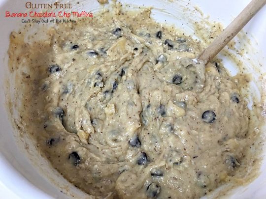 Gluten Free Banana Chocolate Chip Muffins | Can't Stay Out of the Kitchen | wow your company with these sensational #muffins for your next #holiday #breakfast. This #glutenfree version of a family favorite is amazing. #chocolate #bananas