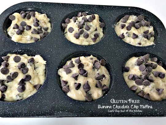 Gluten Free Banana Chocolate Chip Muffins | Can't Stay Out of the Kitchen | wow your company with these sensational #muffins for your next #holiday #breakfast. This #glutenfree version of a family favorite is amazing. #chocolate #bananas