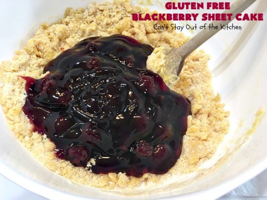 Gluten Free Blackberry Sheet Cake | Can't Stay Out of the Kitchen | your family will never believe this spectacular #cake is #GlutenFree! It's made with #BlackberryPieFilling & has a #CreamCheese icing to die for. Great for the #holidays. #dessert #SheetCake #HolidayDessert #GlutenFreeBlackberrySheetCakeGluten Free Blackberry Sheet Cake | Can't Stay Out of the Kitchen | your family will never believe this spectacular #cake is #GlutenFree! It's made with #BlackberryPieFilling & has a #CreamCheese icing to die for. Great for the #holidays. #dessert #SheetCake #HolidayDessert #GlutenFreeBlackberrySheetCake