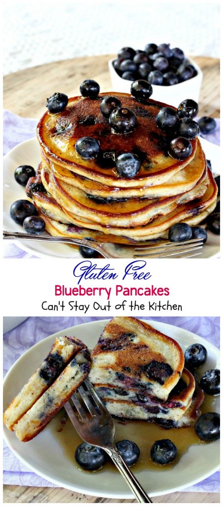 Gluten Free Blueberry Pancakes | Can't Stay Out of the Kitchen | fabulous #pancakes that are great for a #holiday #breakfast. Healthier, #cleaneating version. #blueberries