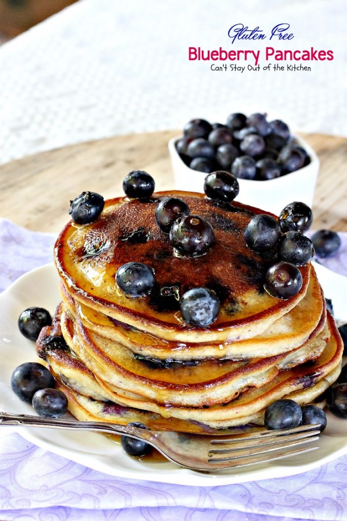 Gluten Free Blueberry Pancakes | Can't Stay Out of the Kitchen | fabulous #pancakes that are great for a #holiday #breakfast. Healthier, #cleaneating version. #blueberries