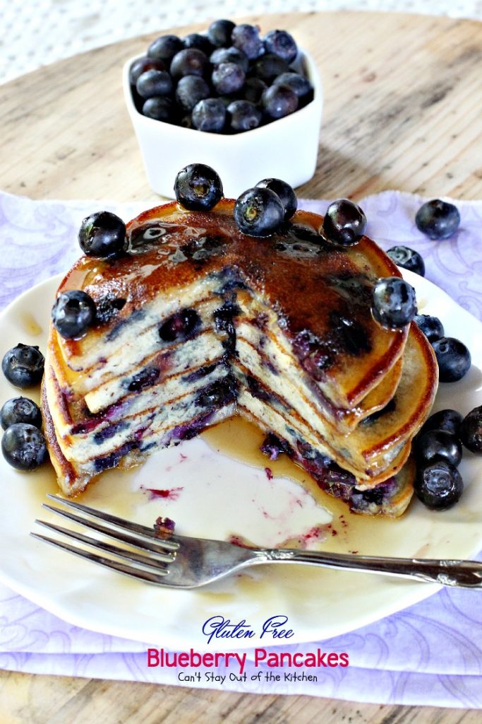 Gluten Free Blueberry Pancakes | Can't Stay Out of the Kitchen | fabulous #pancakes that are great for a #holiday #breakfast. Healthier, #cleaneating version. #blueberries