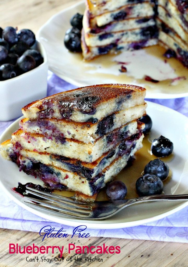 Gluten Free Blueberry Pancakes | Can't Stay Out of the Kitchen | fabulous #pancakes that are great for a #holiday #breakfast. Healthier, #cleaneating version. #blueberries