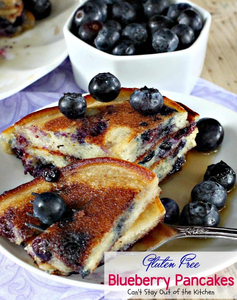 Gluten Free Blueberry Pancakes | Can't Stay Out of the Kitchen | fabulous #pancakes that are great for a #holiday #breakfast. Healthier, #cleaneating version. #blueberries