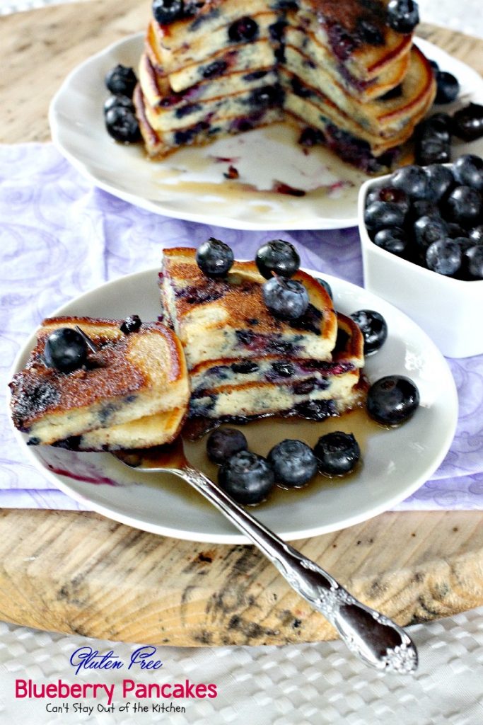 Gluten Free Blueberry Pancakes | Can't Stay Out of the Kitchen | fabulous #pancakes that are great for a #holiday #breakfast. Healthier, #cleaneating version. #blueberries