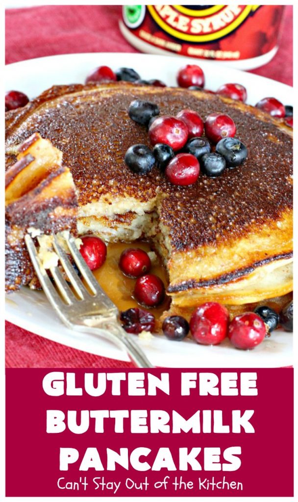Gluten Free Buttermilk Pancakes | Can't Stay Out of the Kitchen | these amazing #pancakes are so quick & easy to whip up. They're terrific for #holidays or company especially if you need #GlutenFree options. #GlutenFreeButtermilkPancakes #ButtermilkPancakes