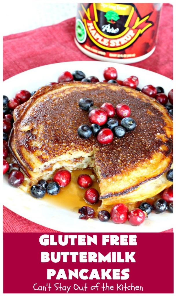 Gluten Free Buttermilk Pancakes | Can't Stay Out of the Kitchen | these amazing #pancakes are so quick & easy to whip up. They're terrific for #holidays or company especially if you need #GlutenFree options. #GlutenFreeButtermilkPancakes #ButtermilkPancakes