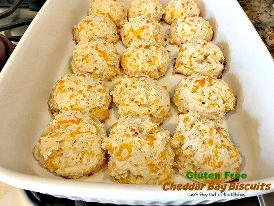Gluten Free Cheddar Bay Biscuits | Can't Stay Out of the Kitchen | these #copycat #RedLobster #CheddarBayBiscuits are awesome! Loved this #glutenfree version. Great for a #holiday #breakfast too. #biscuits