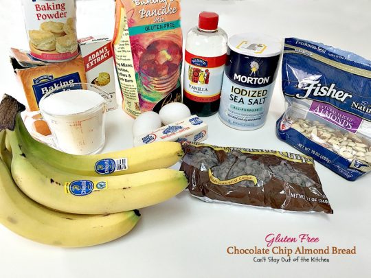 Gluten Free Chocolate Chip Almond Bread | Can't Stay Out of the Kitchen | this delicious #breakfast #bread is heavenly. It's filled with #chocolatechips #bananas and #almonds. #glutenfree