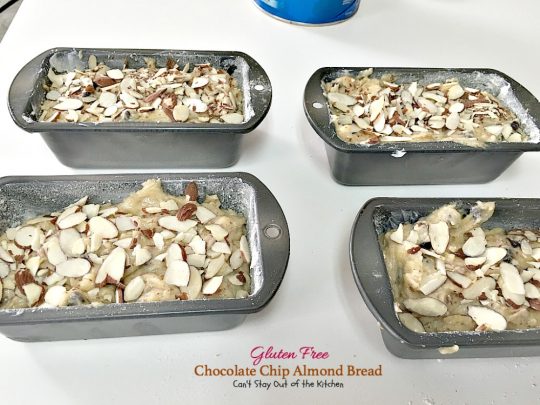 Gluten Free Chocolate Chip Almond Bread | Can't Stay Out of the Kitchen | this delicious #breakfast #bread is heavenly. It's filled with #chocolatechips #bananas and #almonds. #glutenfree