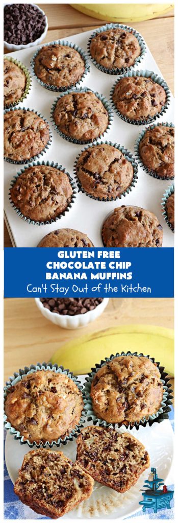 Gluten Free Chocolate Chip Banana Muffins | Can't Stay Out of the Kitchen