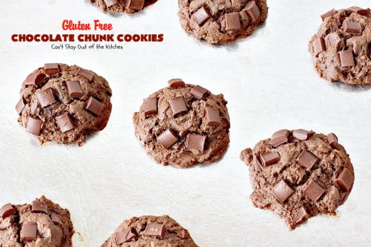 Gluten Free Chocolate Chunk Cookies | Can't Stay Out of the Kitchen | these awesome #cookies are the perfect #dessert for #MemorialDay, backyard barbecues or other summer fun. #chocolate #tailgating #glutenfree