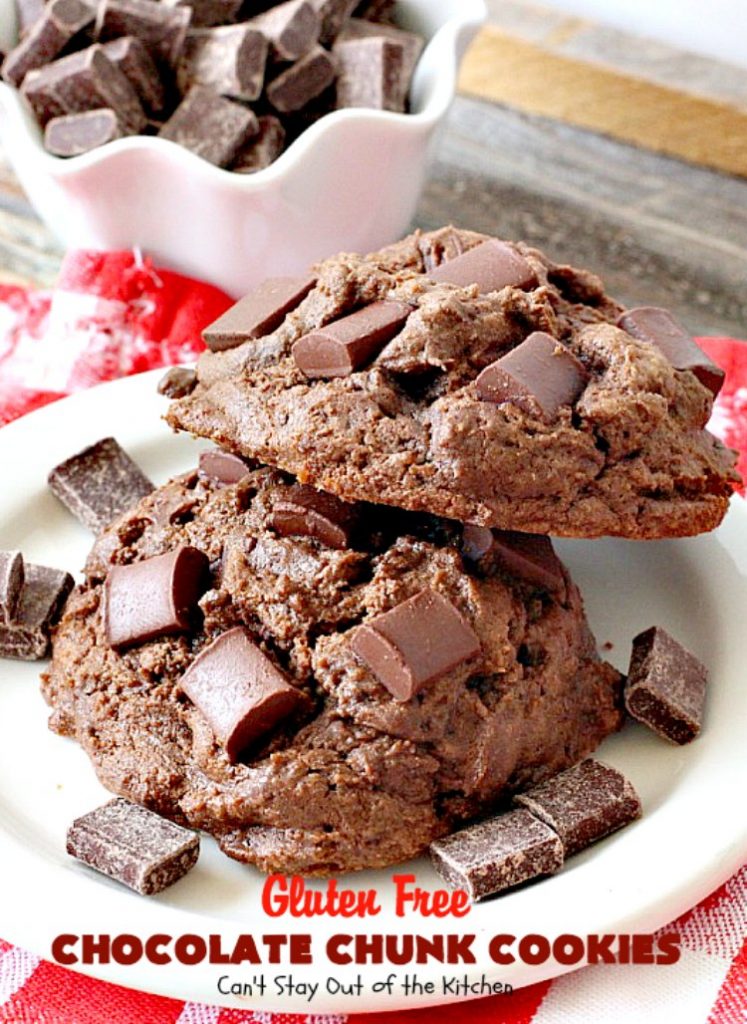 Gluten Free Chocolate Chunk Cookies | Can't Stay Out of the Kitchen | these awesome #cookies are the perfect #dessert for #MemorialDay, backyard barbecues or other summer fun. #chocolate #tailgating #glutenfree