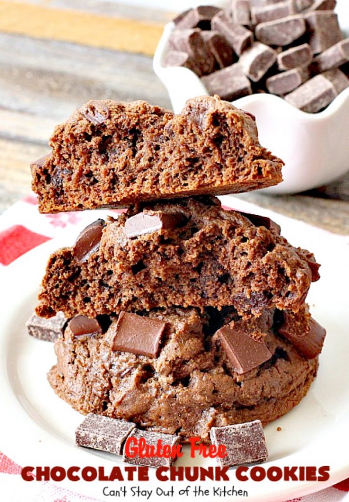 Gluten Free Chocolate Chunk Cookies | Can't Stay Out of the Kitchen | these awesome #cookies are the perfect #dessert for #MemorialDay, backyard barbecues or other summer fun. #chocolate #tailgating #glutenfree