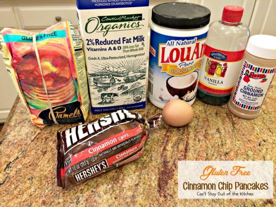 Gluten Free Cinnamon Chip Pancakes | Can't Stay Out of the Kitchen | these are reminiscent of eating #cinnamonrolls - they're a great #holiday #breakfast treat. #glutenfree