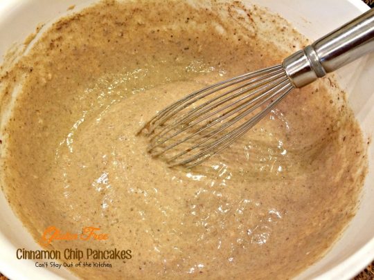 Gluten Free Cinnamon Chip Pancakes | Can't Stay Out of the Kitchen | these are reminiscent of eating #cinnamonrolls - they're a great #holiday #breakfast treat. #glutenfree