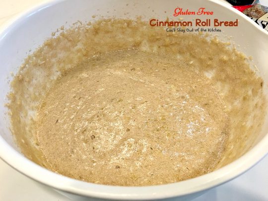 Gluten Free Cinnamon Roll Bread | Can't Stay Out of the Kitchen | awesome #bread that's reminiscent of eating #cinnamonrolls yet this one is #glutenfree! Great for a #holiday #breakfast. #pecans #cinnamonchips