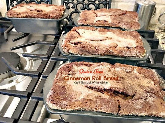 Gluten Free Cinnamon Roll Bread | Can't Stay Out of the Kitchen | awesome #bread that's reminiscent of eating #cinnamonrolls yet this one is #glutenfree! Great for a #holiday #breakfast. #pecans #cinnamonchips