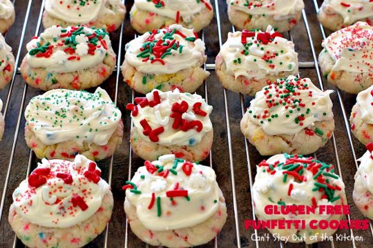 Gluten Free Funfetti Cookies | Can't Stay Out of the Kitchen | these marvelous #cookies use only 5 ingredients! They are terrific for #Christmas cookie exchanges, #holiday parties, birthdays or anytime you want to make a #glutenfree #dessert for friends or family.