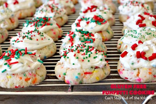 Gluten Free Funfetti Cookies | Can't Stay Out of the Kitchen | these marvelous #cookies use only 5 ingredients! They are terrific for #Christmas cookie exchanges, #holiday parties, birthdays or anytime you want to make a #glutenfree #dessert for friends or family.