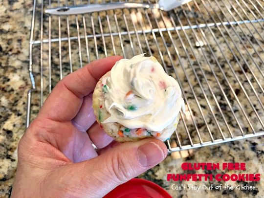 Gluten Free Funfetti Cookies | Can't Stay Out of the Kitchen | these marvelous #cookies use only 5 ingredients! They are terrific for #Christmas cookie exchanges, #holiday parties, birthdays or anytime you want to make a #glutenfree #dessert for friends or family.