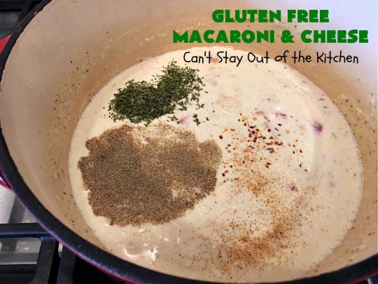 Gluten Free Macaroni & Cheese | Can't Stay Out of the Kitchen | one of the BEST #MacAndCheese dishes you'll ever eat. If you want comfort food, this extra creamy version uses 3 #cheeses! Terrific for family or company dinners. #GlutenFree #MacaroniAndCheese #FavoriteMacAndCheese #GlutenFreeMacaroniAndCheese