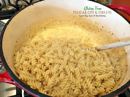 Gluten Free Macaroni & Cheese | Can't Stay Out of the Kitchen | one of the BEST #Mac&Cheese dishes you'll ever eat. Very creamy sauce uses cream, half-and-half and 3 #cheeses! #glutenfree #macaroniandcheese