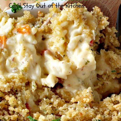 Gluten Free Macaroni & Cheese | Can't Stay Out of the Kitchen | one of the BEST #MacAndCheese dishes you'll ever eat. If you want comfort food, this extra creamy version uses 3 #cheeses! Terrific for family or company dinners. #GlutenFree #MacaroniAndCheese #FavoriteMacAndCheese #GlutenFreeMacaroniAndCheese