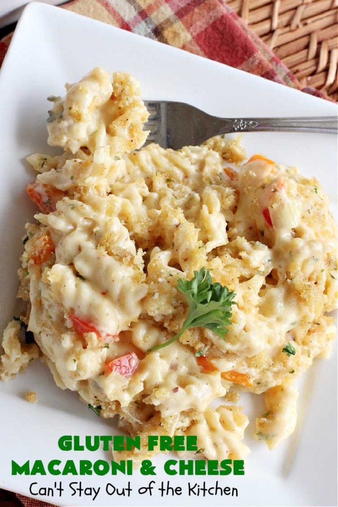Gluten Free Macaroni & Cheese | Can't Stay Out of the Kitchen | one of the BEST #MacAndCheese dishes you'll ever eat. If you want comfort food, this extra creamy version uses 3 #cheeses! Terrific for family or company dinners. #GlutenFree #MacaroniAndCheese #FavoriteMacAndCheese #GlutenFreeMacaroniAndCheese