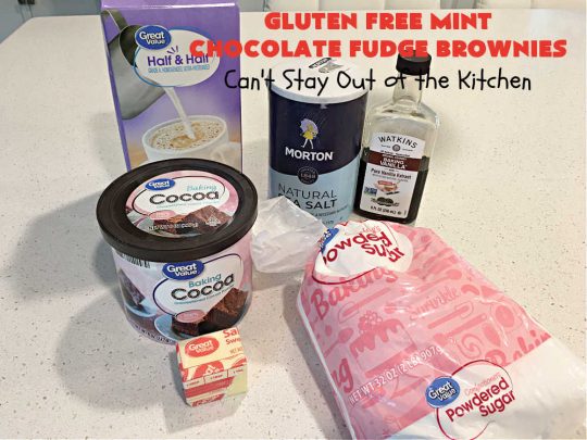 Gluten Free Mint Chocolate Fudge Brownies | Can't Stay Out of the Kitchen | these minty, #fudgy, #chocolaty #brownies are the ultimate in rich, decadent and heavenly! They're made with #Walmart's #MintFudgeFlavoredBakingChips. They are equally good using either regular or #GlutenFree flour. Perfect for #tailgating parties, potlucks, backyard BBQs or even #holiday #baking. #Mint #Chocolate #Fudge #dessert #FudgeDessert #ChocolateDessert #ChristmasCookieExchange #GlutenFreeMintChocolateFudgeBrownies