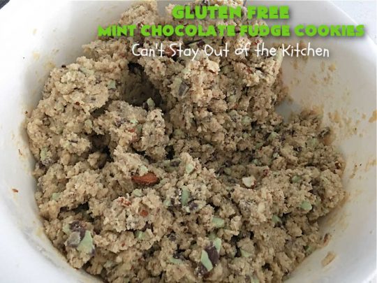 Gluten Free Mint Chocolate Fudge Cookies | Can't Stay Out of the Kitchen | these delightful #GlutenFree #cookies are perfect for #holidays when you want to share a #dessert with your friends & family. Excellent for a #ChristmasCookieExchange or #HolidayBaking. #holiday #Mint #chocolate #fudge #GlutenFreeDessert #GlutenFreeMintChocolateFudgeCookies