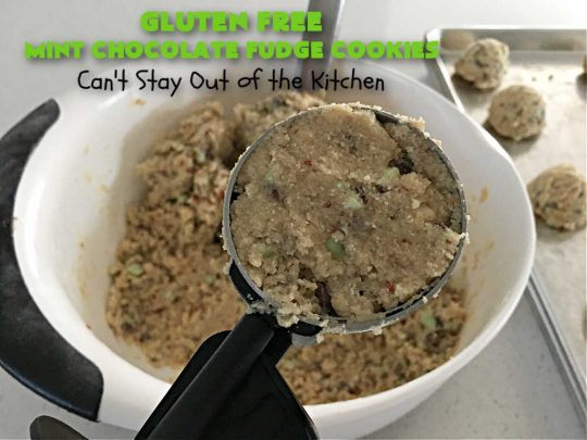 Gluten Free Mint Chocolate Fudge Cookies | Can't Stay Out of the Kitchen | these delightful #GlutenFree #cookies are perfect for #holidays when you want to share a #dessert with your friends & family. Excellent for a #ChristmasCookieExchange or #HolidayBaking. #holiday #Mint #chocolate #fudge #GlutenFreeDessert #GlutenFreeMintChocolateFudgeCookies