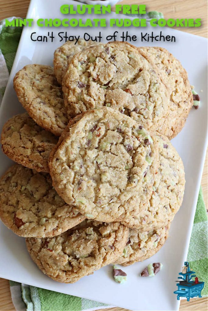 Gluten Free Mint Chocolate Fudge Cookies | Can't Stay Out of the Kitchen | these delightful #GlutenFree #cookies are perfect for #holidays when you want to share a #dessert with your friends & family. Excellent for a #ChristmasCookieExchange or #HolidayBaking. #holiday #Mint #chocolate #fudge #GlutenFreeDessert #GlutenFreeMintChocolateFudgeCookies