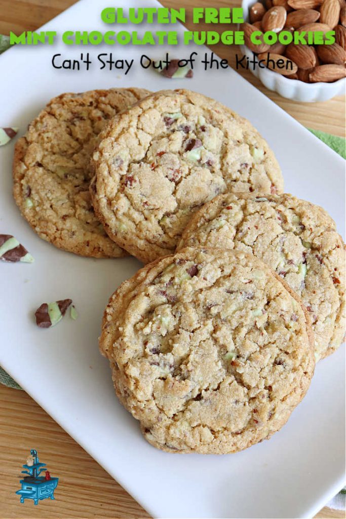 Gluten Free Mint Chocolate Fudge Cookies | Can't Stay Out of the Kitchen | these delightful #GlutenFree #cookies are perfect for #holidays when you want to share a #dessert with your friends & family. Excellent for a #ChristmasCookieExchange or #HolidayBaking. #holiday #Mint #chocolate #fudge #GlutenFreeDessert #GlutenFreeMintChocolateFudgeCookies