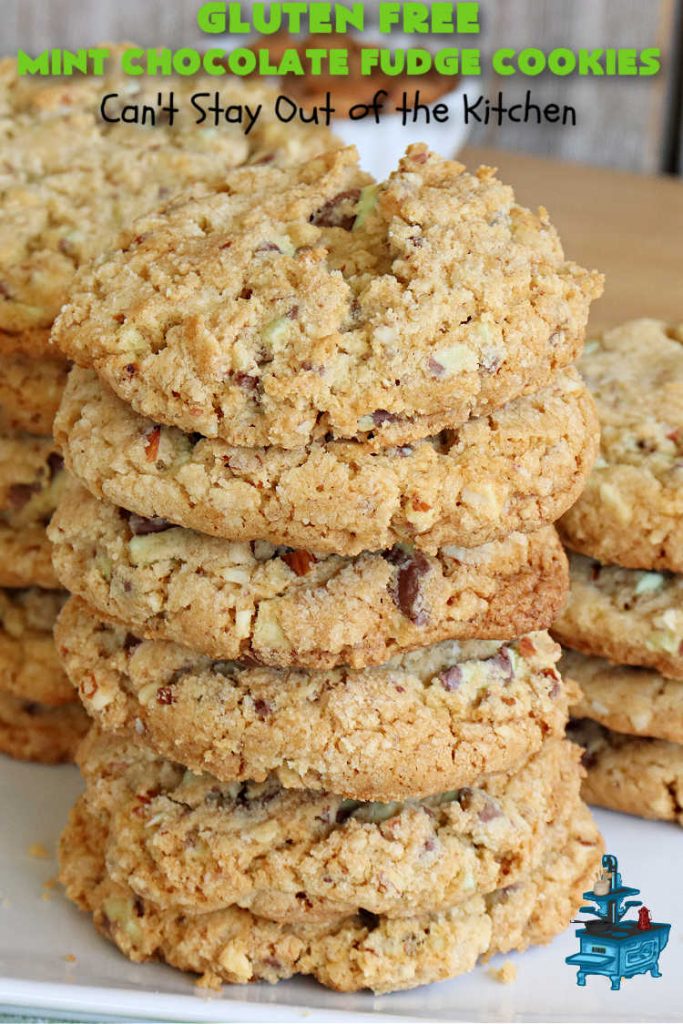 Gluten Free Mint Chocolate Fudge Cookies | Can't Stay Out of the Kitchen | these delightful #GlutenFree #cookies are perfect for #holidays when you want to share a #dessert with your friends & family. Excellent for a #ChristmasCookieExchange or #HolidayBaking. #holiday #Mint #chocolate #fudge #GlutenFreeDessert #GlutenFreeMintChocolateFudgeCookies