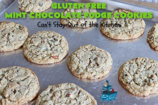 Gluten Free Mint Chocolate Fudge Cookies | Can't Stay Out of the Kitchen | these delightful #GlutenFree #cookies are perfect for #holidays when you want to share a #dessert with your friends & family. Excellent for a #ChristmasCookieExchange or #HolidayBaking. #holiday #Mint #chocolate #fudge #GlutenFreeDessert #GlutenFreeMintChocolateFudgeCookies