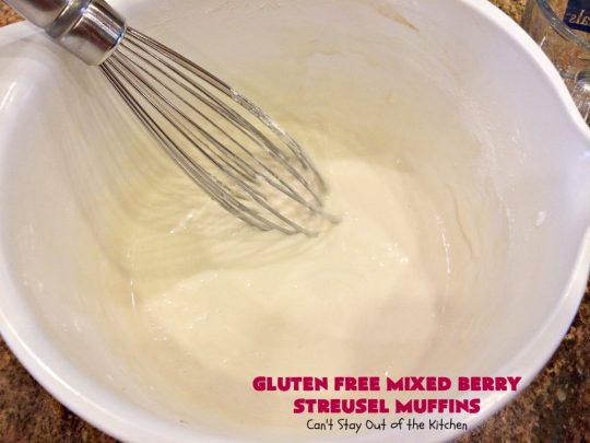 Gluten Free Mixed Berry Streusel Muffins | Can't Stay Out of the Kitchen | these fantastic #muffins are filled with #blueberries, #raspberries, #blackberries & #strawberries. They're topped with a delicious #walnut streusel & iced with a vanilla glaze. They make up one mouthwatering #muffin for a weekend, company or #holiday #breakfast. #GlutenFree #GlutenFreeMuffins #GlutenFreeMixedBerryStreuselMuffins