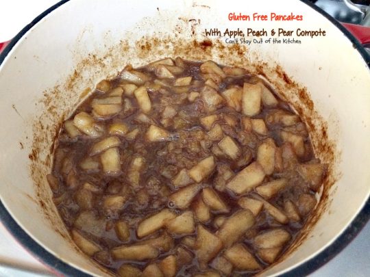 Gluten Free Pancakes with Apple, Peach & Pear Compote | Can't Stay Out of the Kitchen | absolutely delectable #pancakes with a naturally sweet compote. Great idea for a #holiday #breakfast. Healthy, #cleaneating #glutenfree