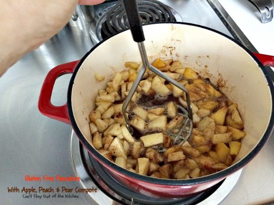 Gluten Free Pancakes with Apple, Peach & Pear Compote | Can't Stay Out of the Kitchen | absolutely delectable #pancakes with a naturally sweet compote. Great idea for a #holiday #breakfast. Healthy, #cleaneating #glutenfree