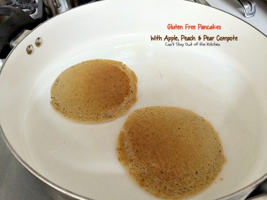 Gluten Free Pancakes with Apple, Peach & Pear Compote | Can't Stay Out of the Kitchen | absolutely delectable #pancakes with a naturally sweet compote. Great idea for a #holiday #breakfast. Healthy, #cleaneating #glutenfree
