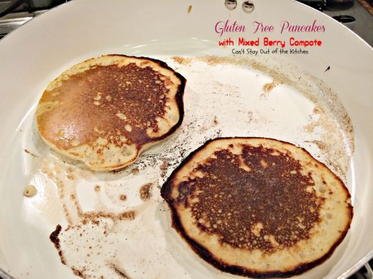 Gluten Free Pancakes with Mixed Berry Compote | Can't Stay Out of the Kitchen | these sensational #pancakes are great for #holidays and special occasions. Healthy version with honey, #blackberries, #strawberries and #blueberries. #glutenfree #breakfast