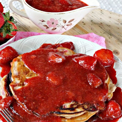 Gluten Free Pancakes with Supreme Strawberry Topping | Can't Stay Out of the Kitchen